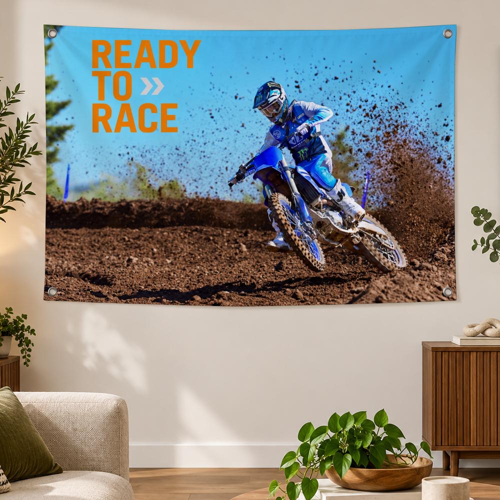 モトクロスレースのスポーツをテーマにした、ダートバイクの旗と - Outdoor Sport Club のレビューと価格