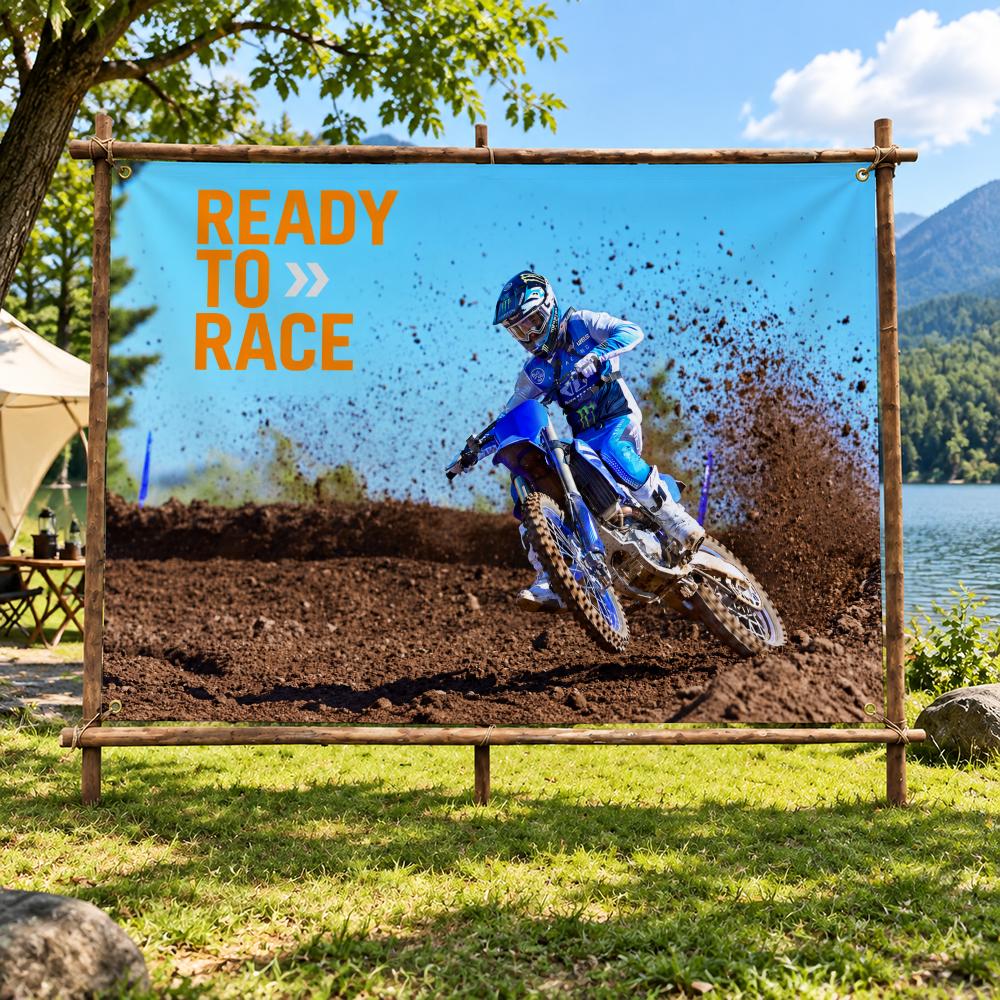 モトクロスレースのスポーツをテーマにした、ダートバイクの旗と - Outdoor Sport Club のレビューと価格